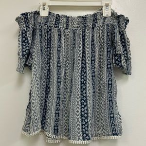 Women’s M Top Off The Shoulder Blue Rewind